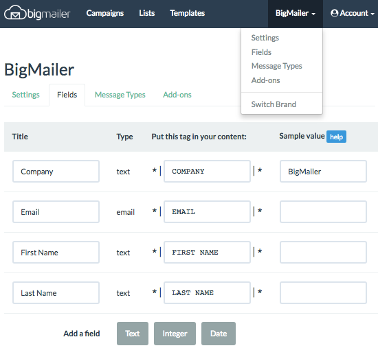 Manage Fields