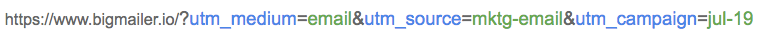 Example: URL with utm parameters for tracking a link in an email
