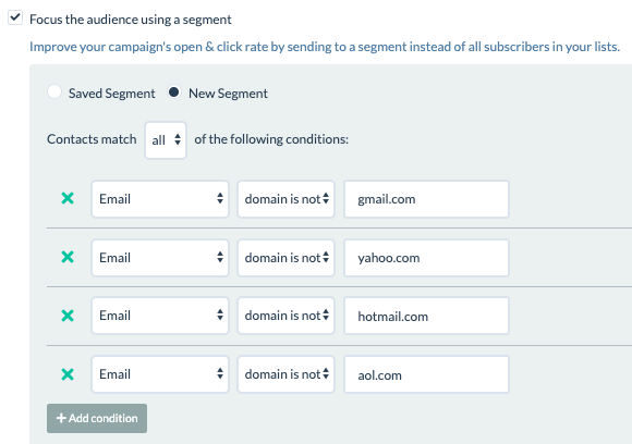 segmentation based on email domain