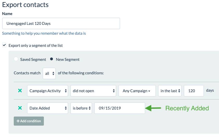 Export Unengaged Contacts