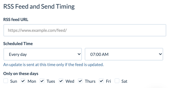 RSS to Email - daily schedule example