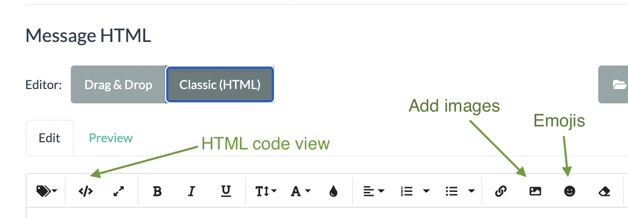 Classic HTML editor