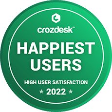 Crozdesk Happiest Users - High User Satisfaction 2022 Badge