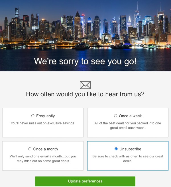 Priceline unsubscribe