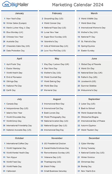 Marketing Calendar 2024