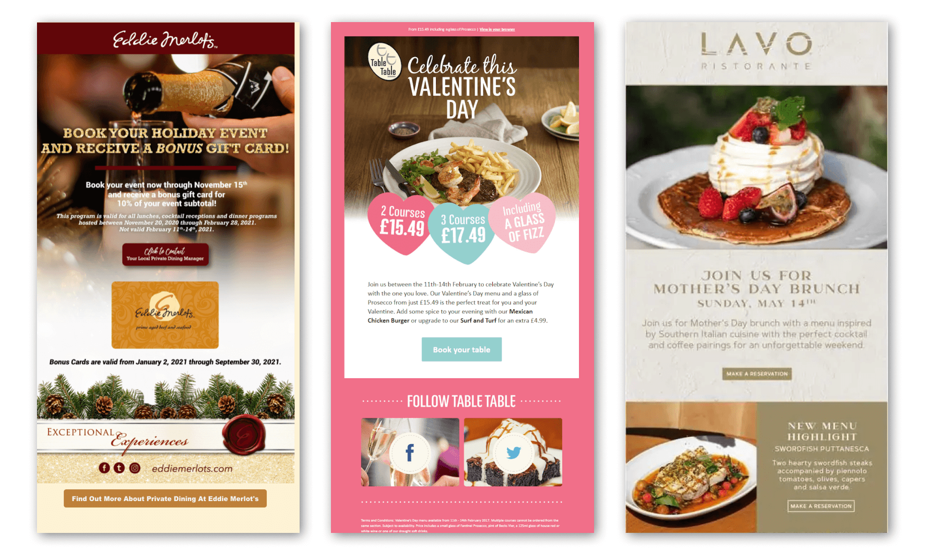 Events email marketing examples for restaurants