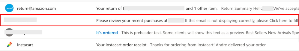 Inbox preview examples