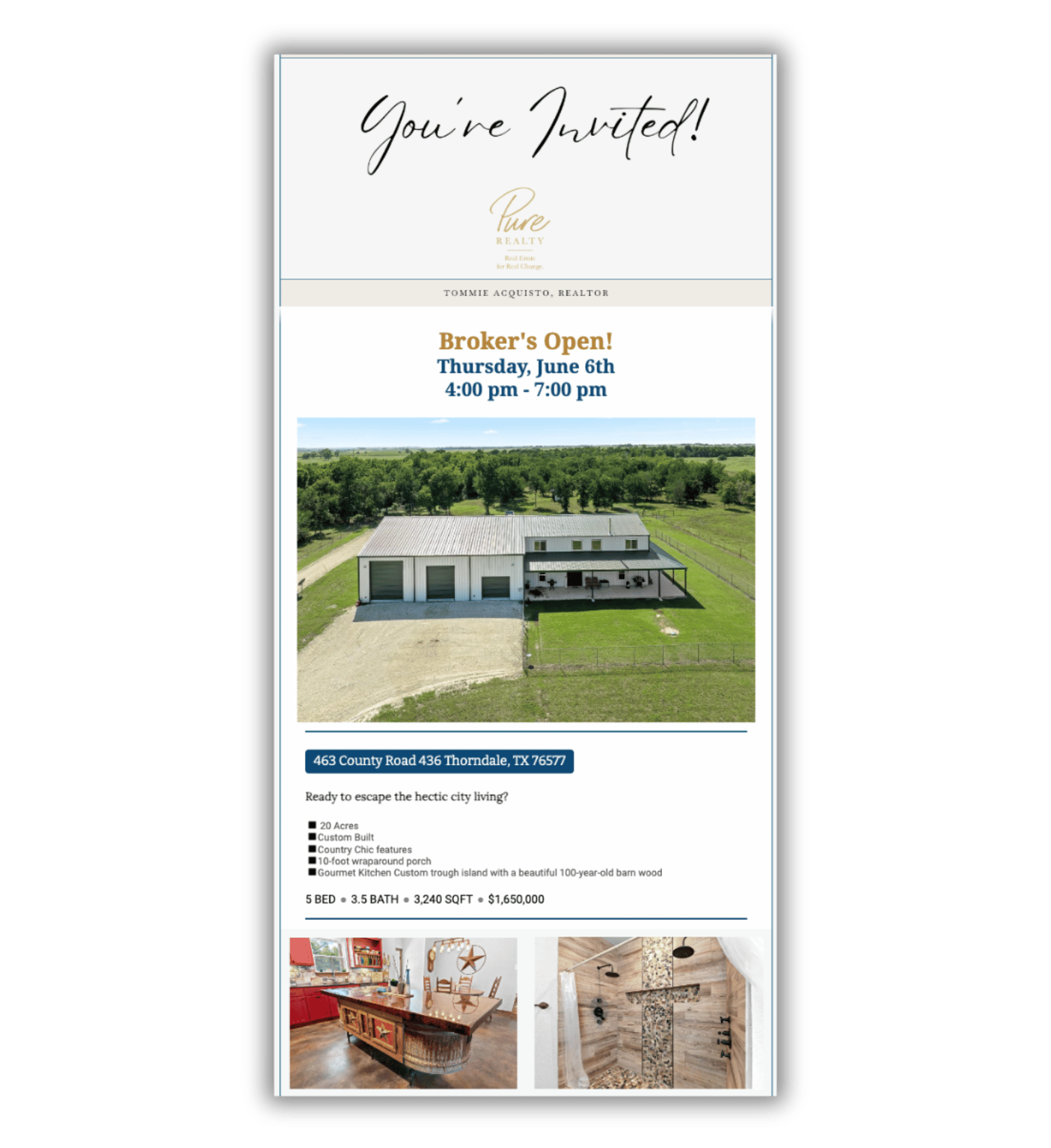 open house invitation real estate email marketing example