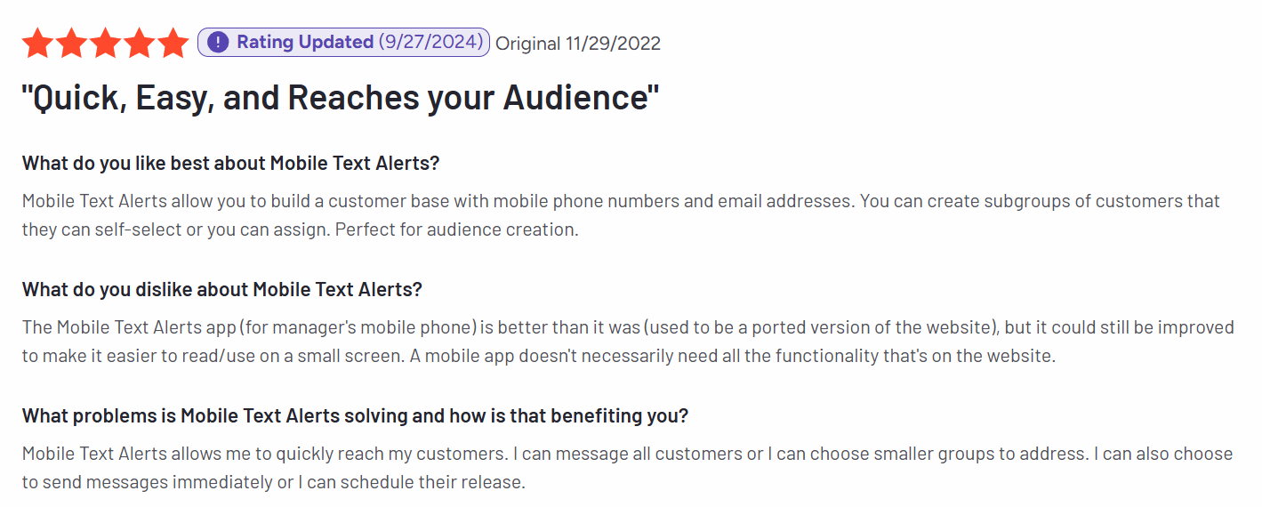 Mobile Text Alerts review