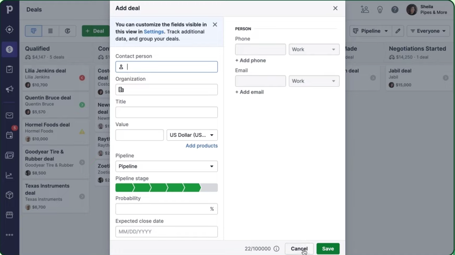 Pipedrive UI