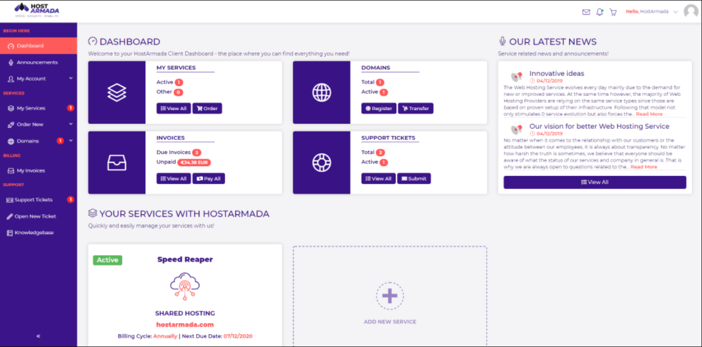 HostArmada UI