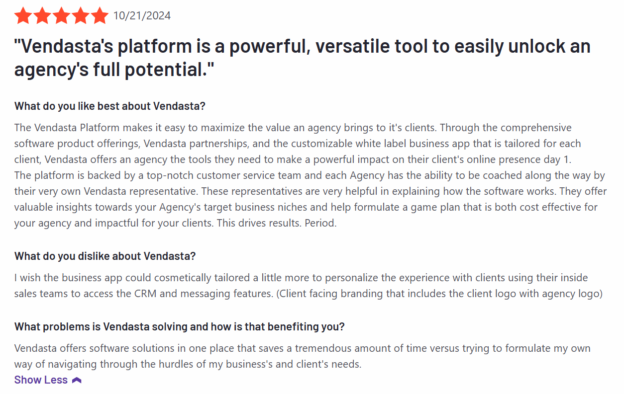 Vendasta review