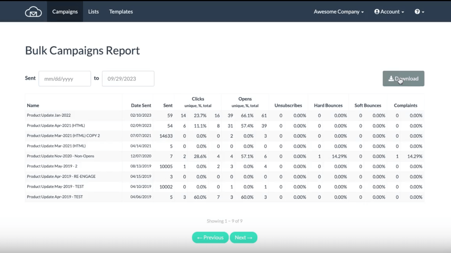 Bulk Campaigns Report