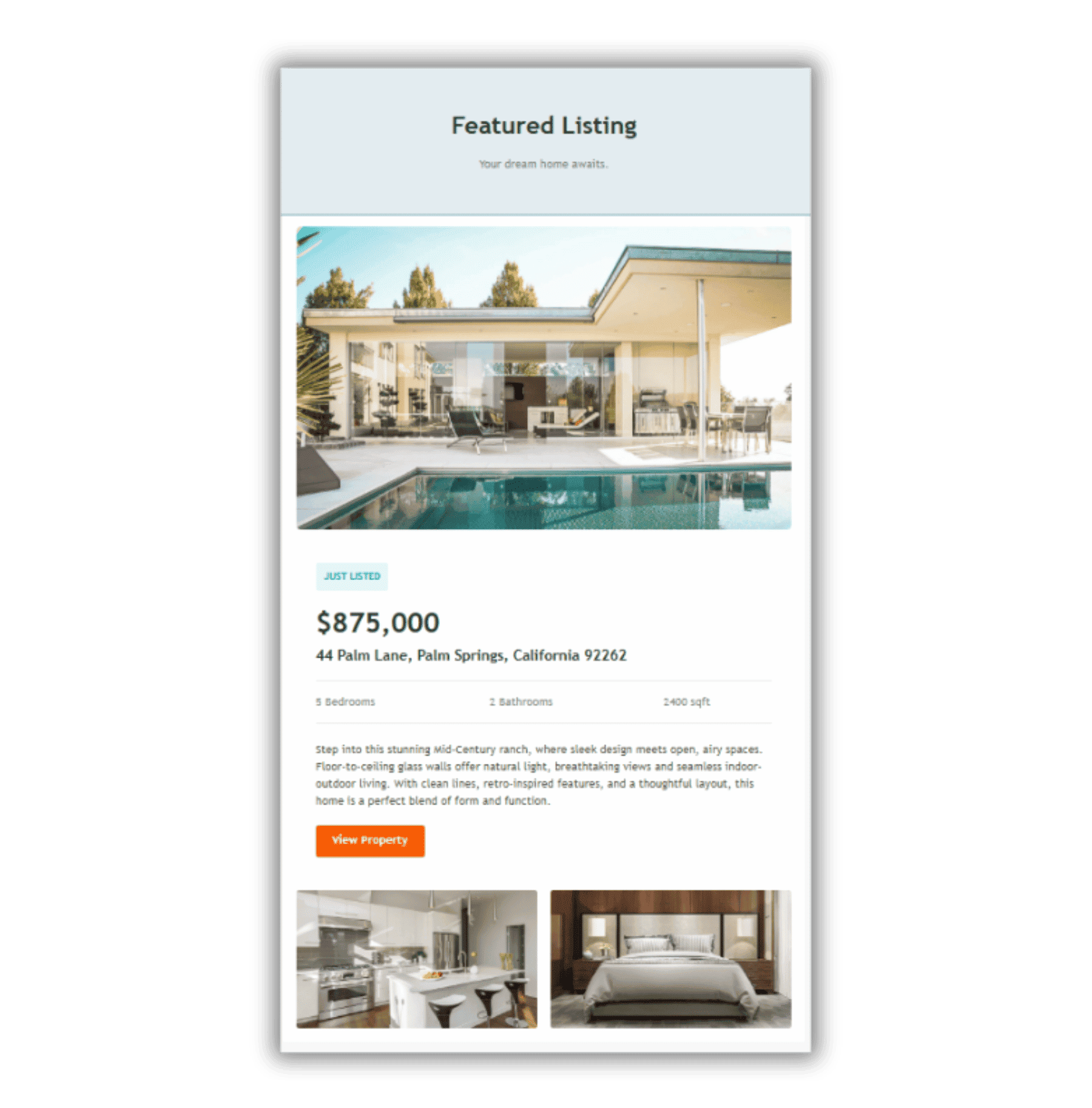 featured listing real estate email marketing example