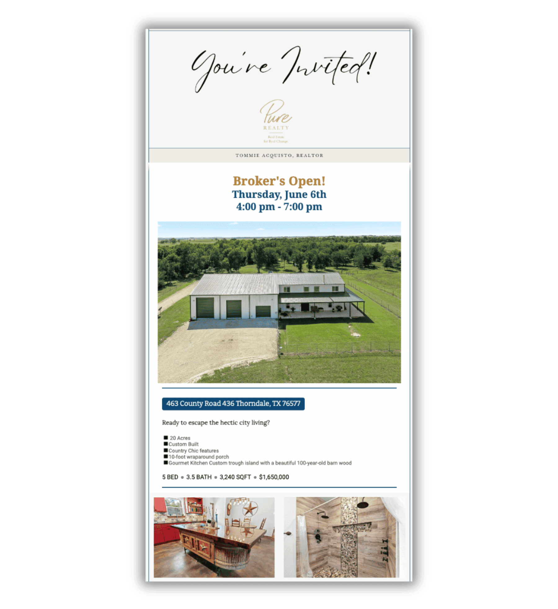 open house invitation real estate email marketing example