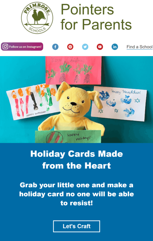 Pre-school marketing email example