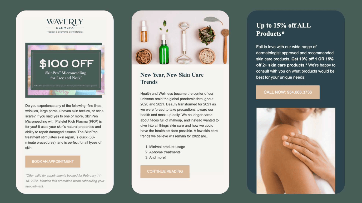 Spa marketing emails