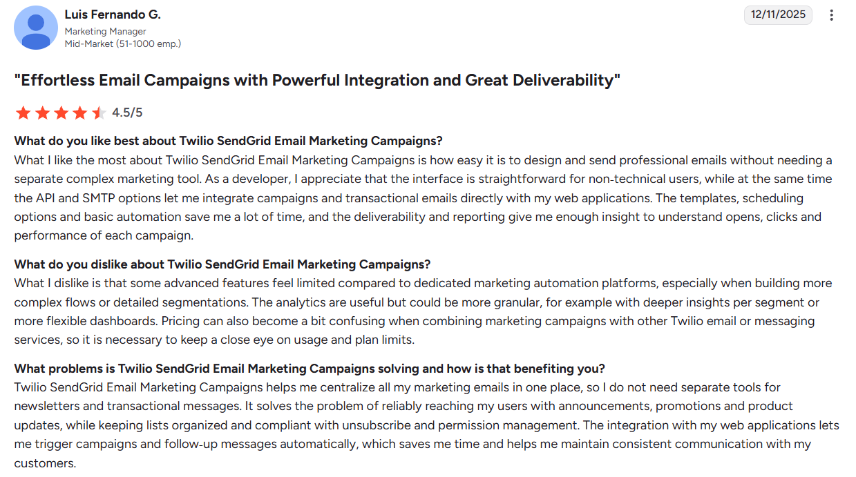 Sendgrid review 2026